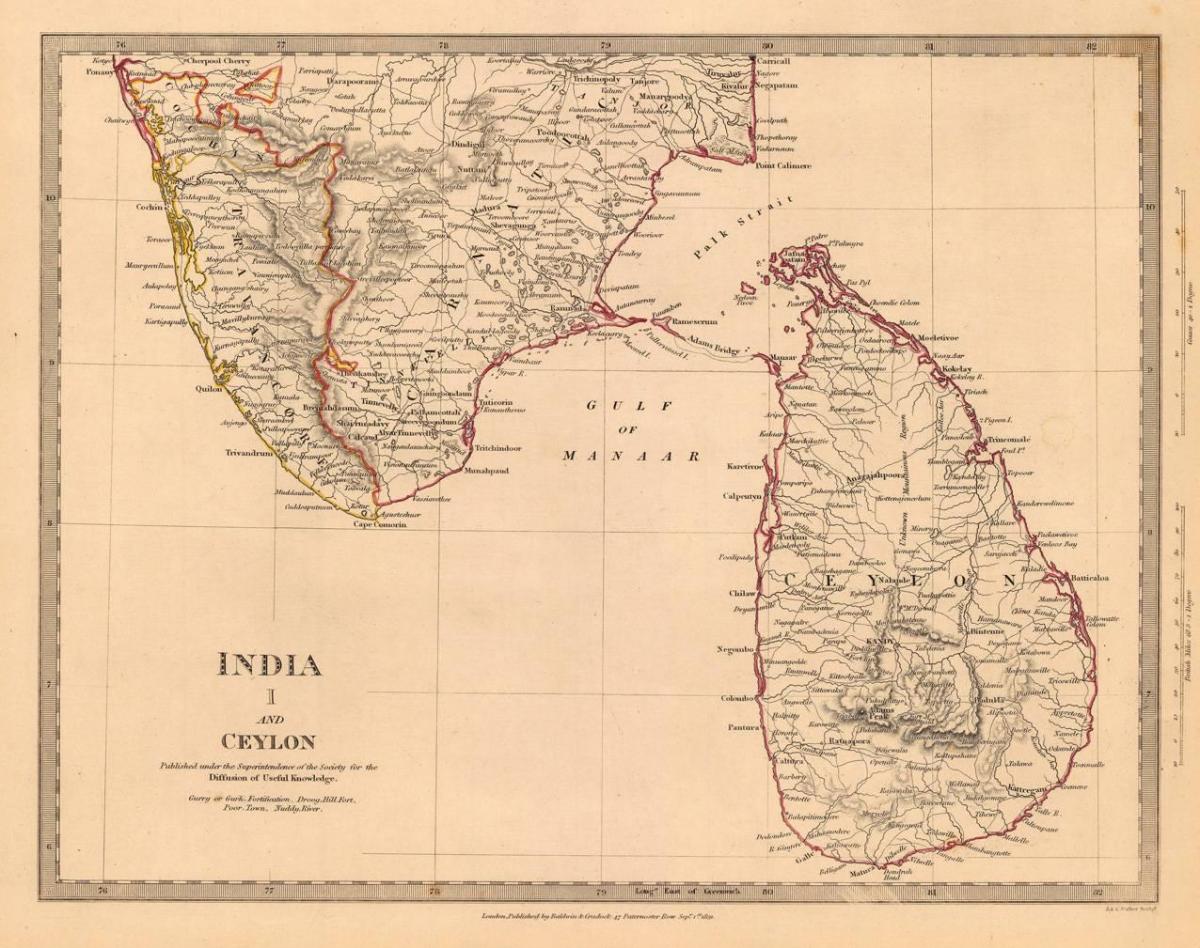 già Ceylon bản đồ
