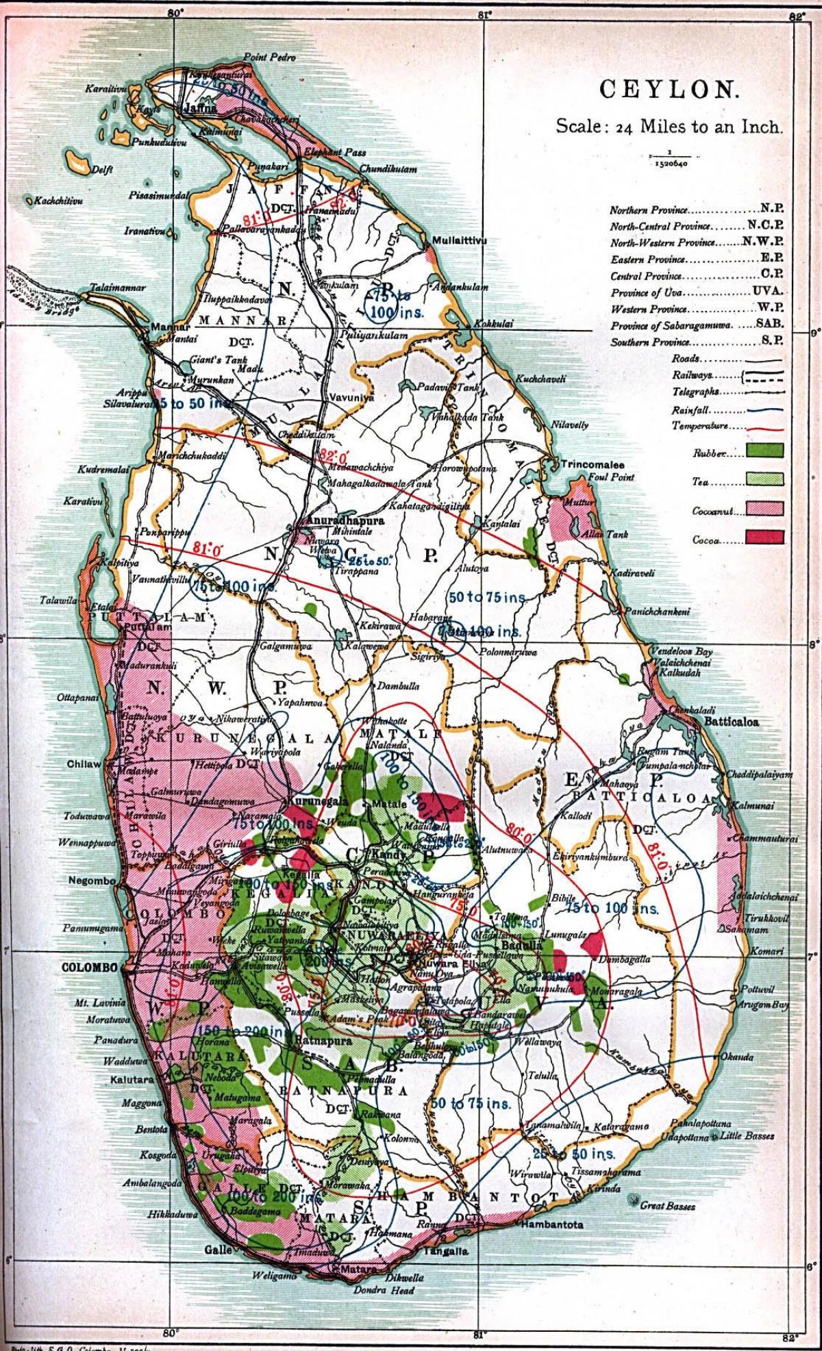 bản đồ của Ceylon Sri Lanka