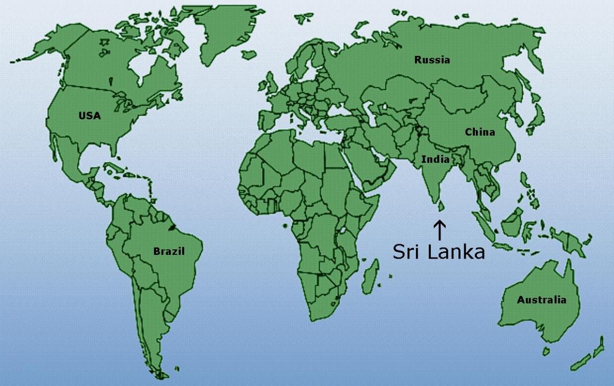Ceylon vị trí bản đồ thế giới