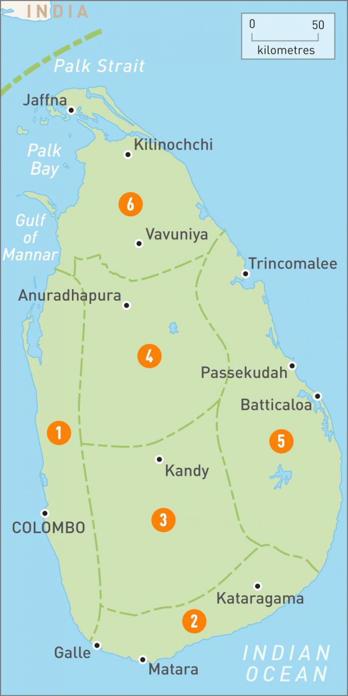 bản đồ của Sri Lanka khu vực