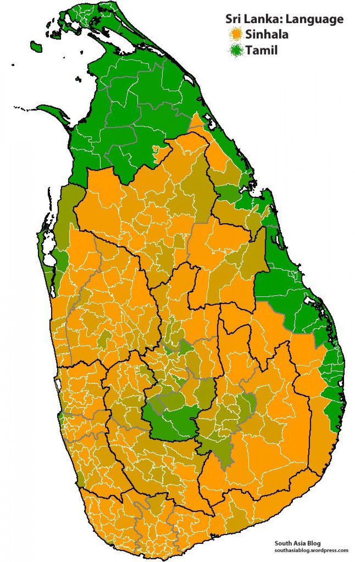 bản đồ của Sri Lanka ngôn ngữ