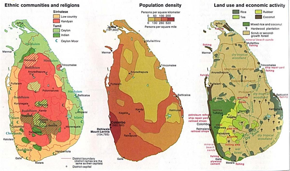 bản đồ của Sri Lanka nông nghiệp