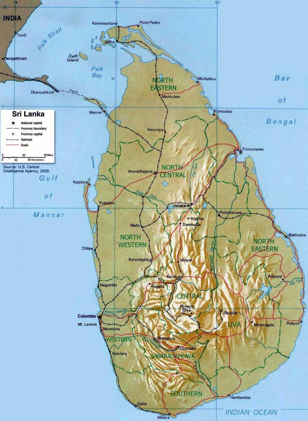 ngọn núi ở Sri Lanka bản đồ