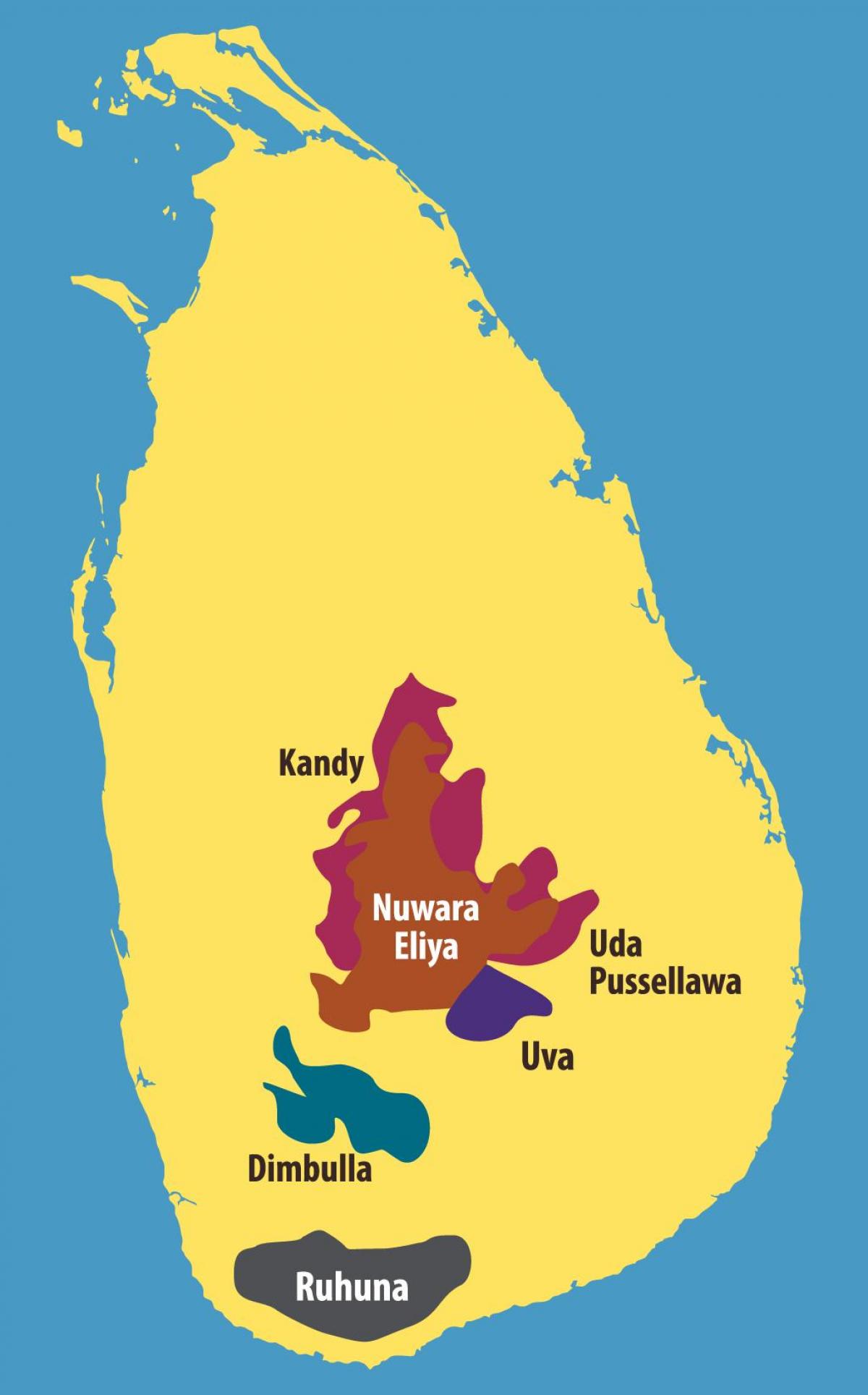 bản đồ của Sri Lanka trà đồn điền