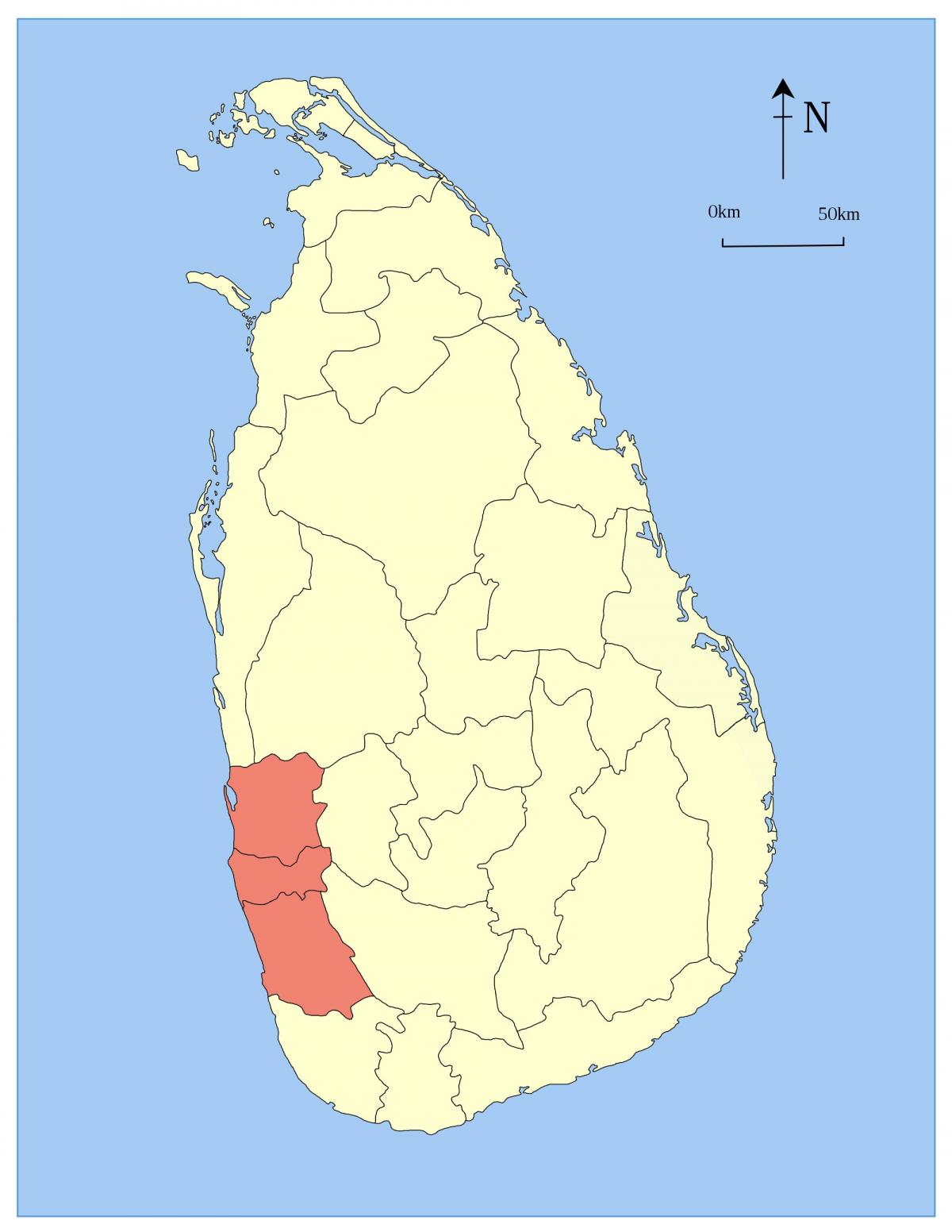 bản đồ của Sri Lanka tây tỉnh