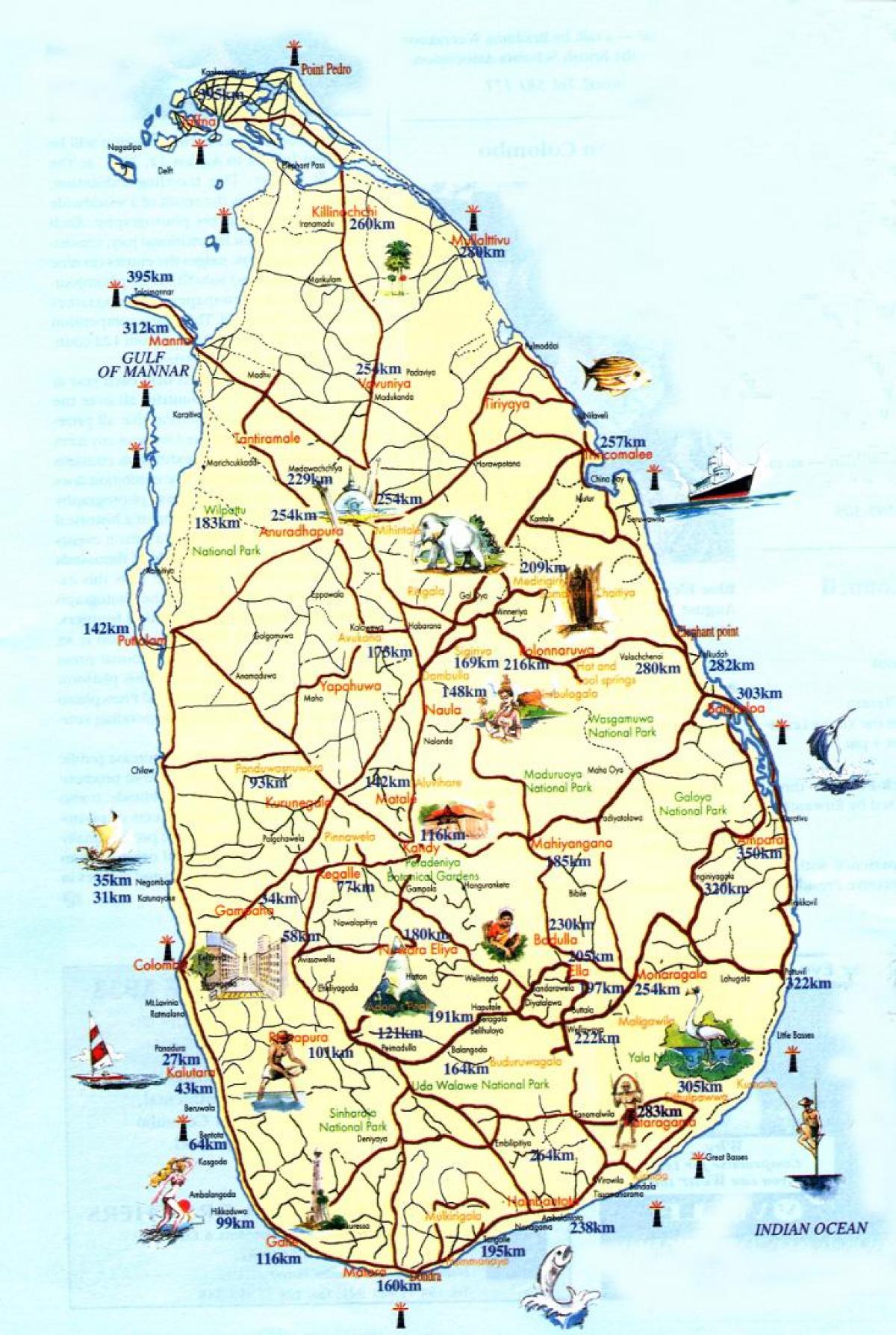 bản đồ của Sri Lanka khu nghỉ dưỡng