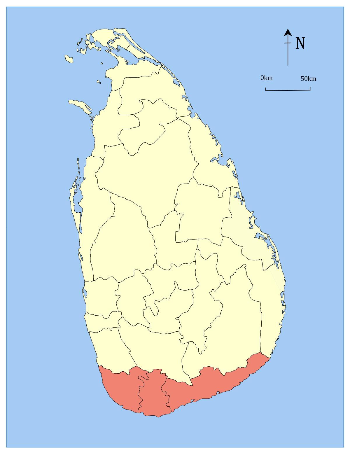 bản đồ của xuống phía nam, Sri Lanka