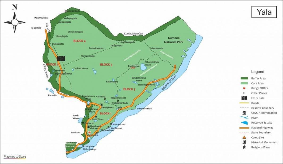 bản đồ của yala Sri Lanka