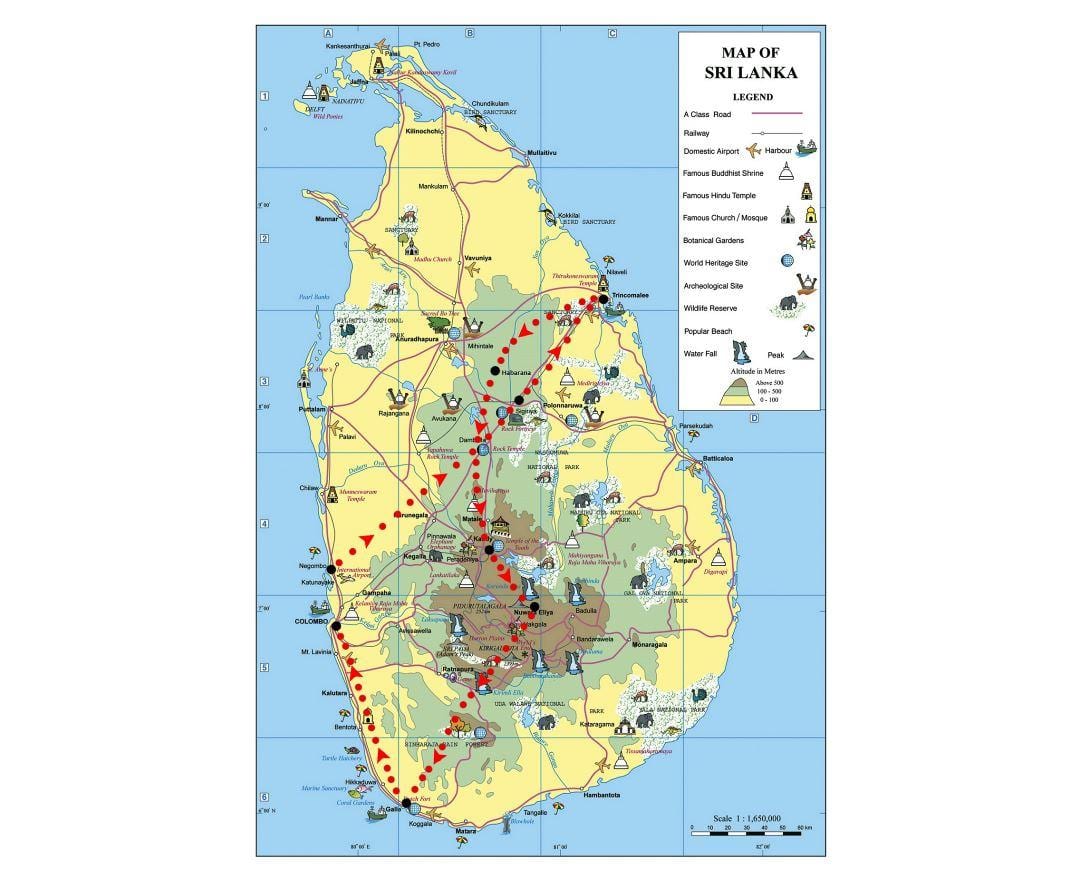 bản đồ của các biểu tượng ở Sri Lanka