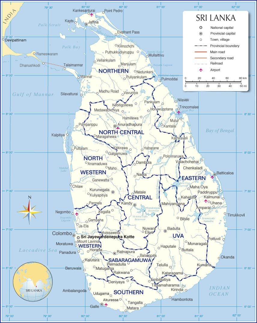 bản đồ của sân bay quốc tế ở Sri Lanka