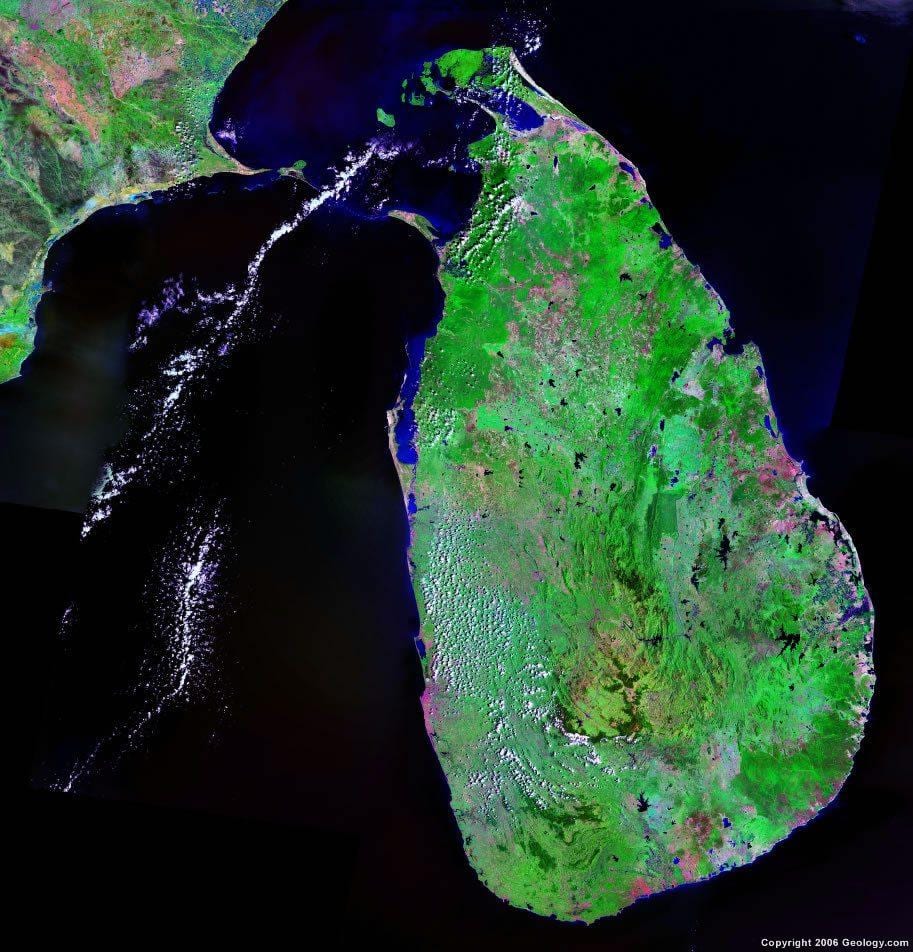 sống bản đồ vệ tinh của Sri Lanka