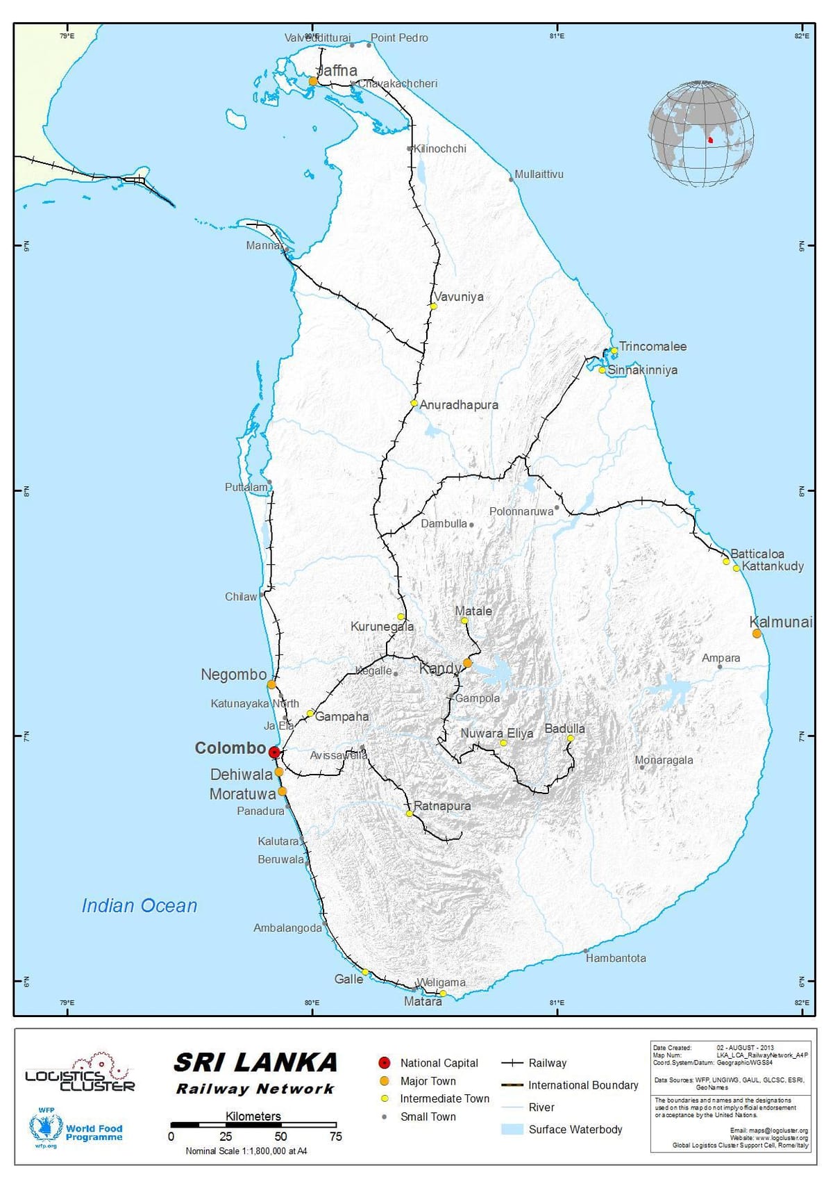 đường xe lửa Sri Lanka bản đồ