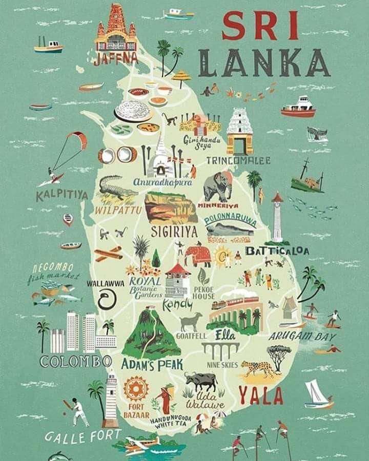 bản đồ của Sri Lanka bản đồ áp phích