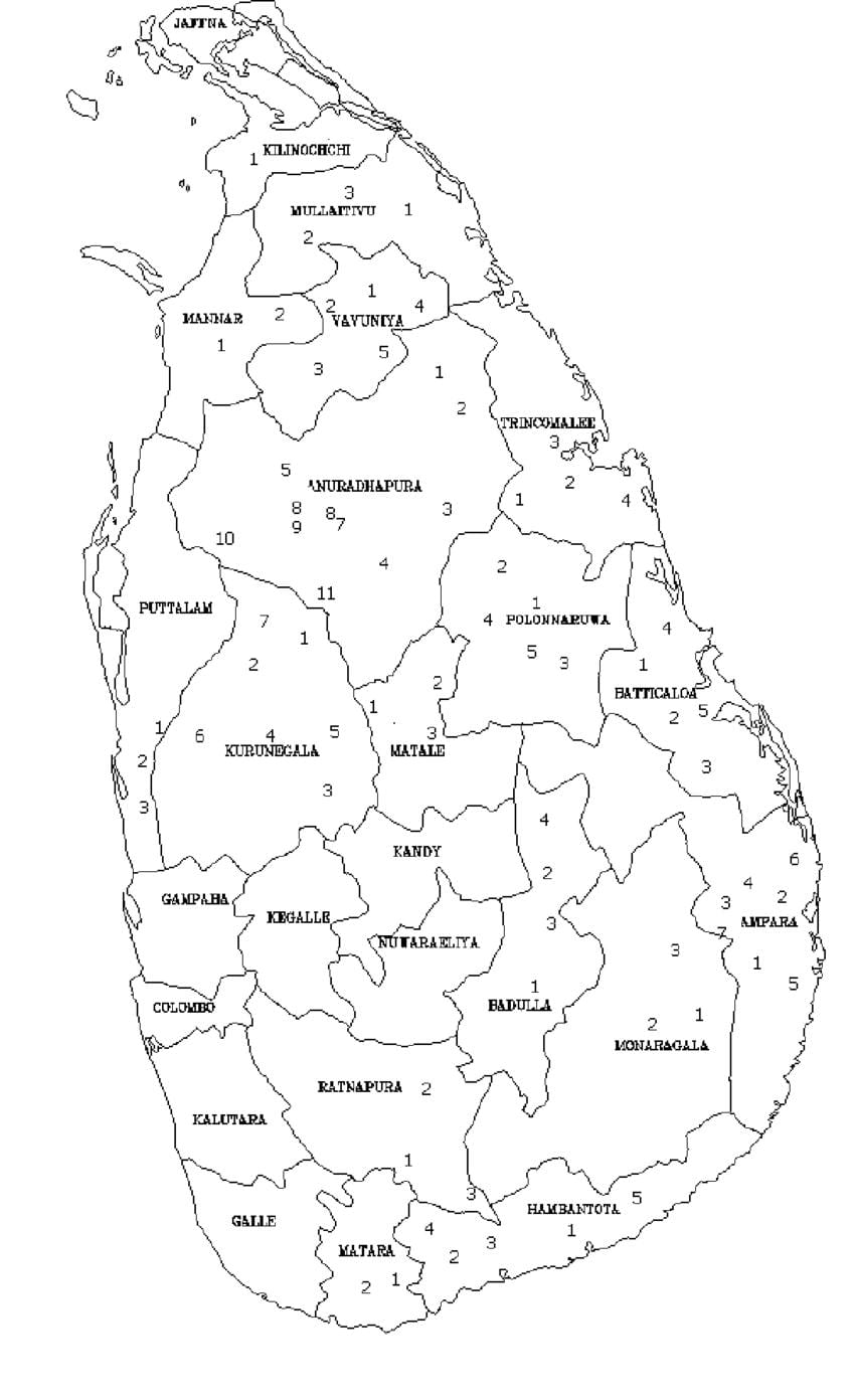 bản đồ của Sri Lanka bản đồ đen và trắng