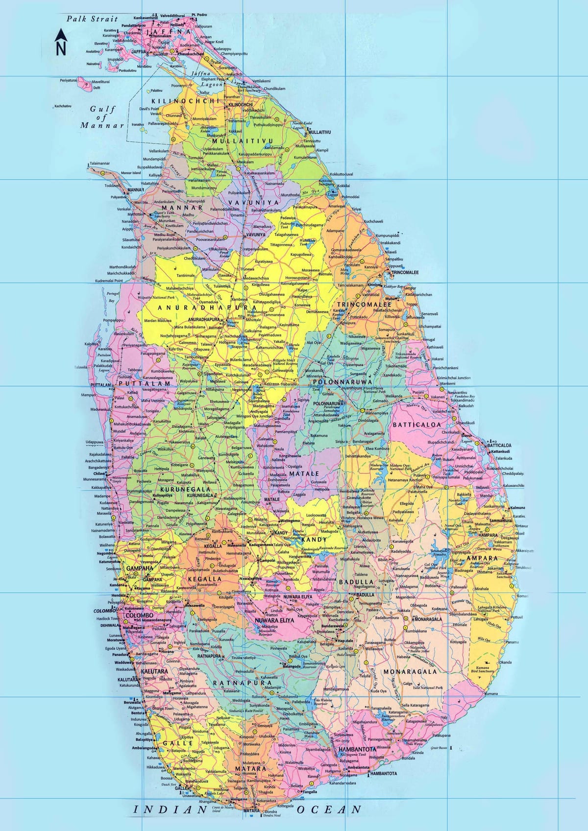 chi tiết và bản đồ của Sri Lanka với con đường