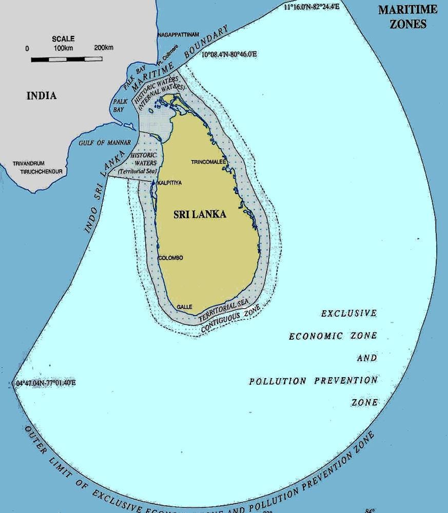 bản đồ của Sri Lanka biển