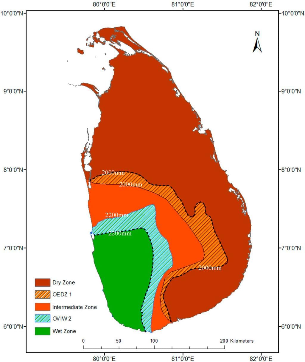 Sri Lanka khí hậu vùng bản đồ