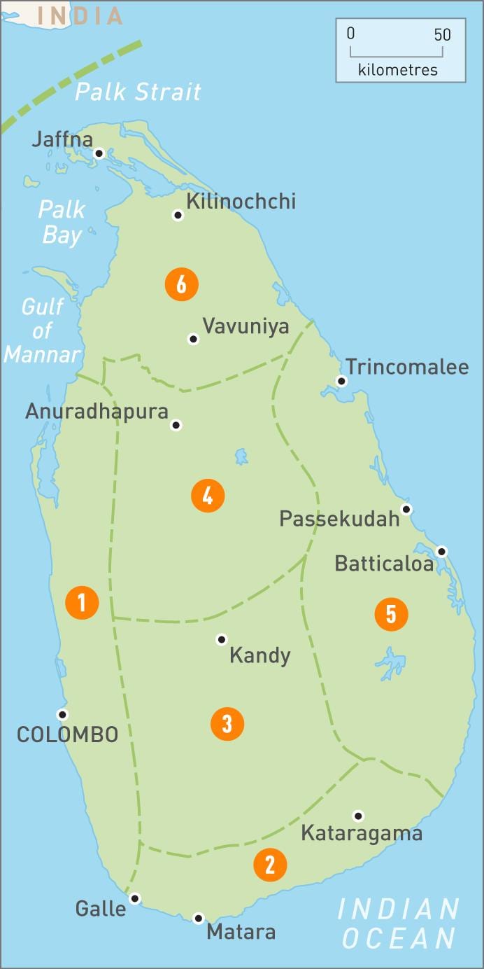 bản đồ của Sri Lanka khu vực
