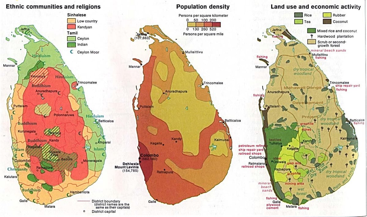 bản đồ của Sri Lanka nông nghiệp