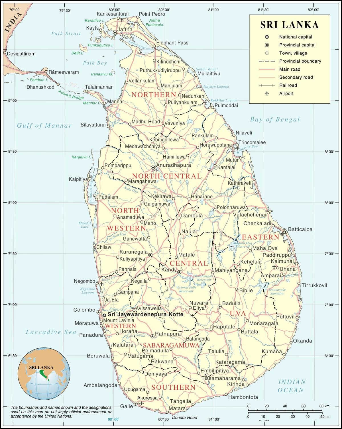 sân bay Sri Lanka bản đồ