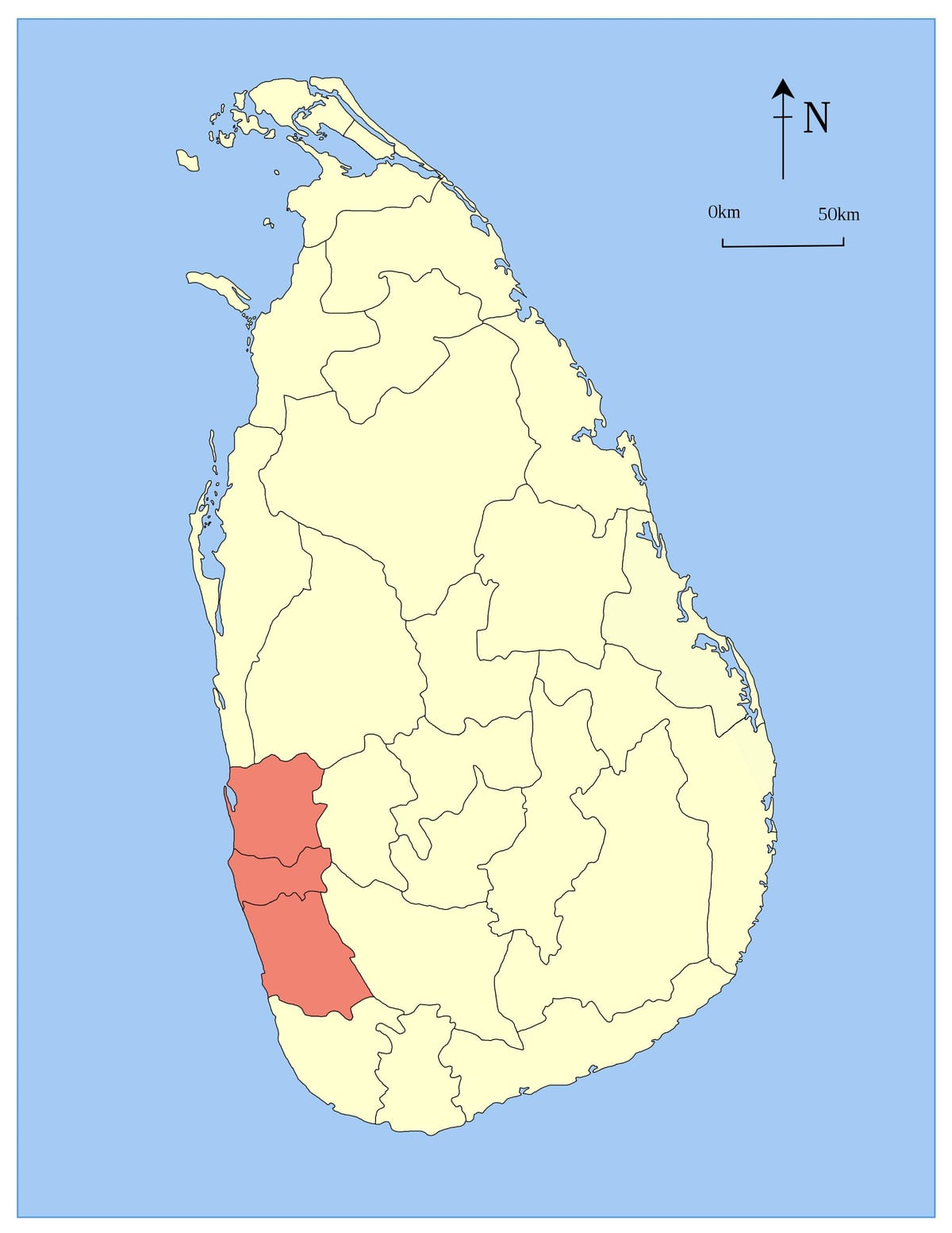 bản đồ của Sri Lanka tây tỉnh