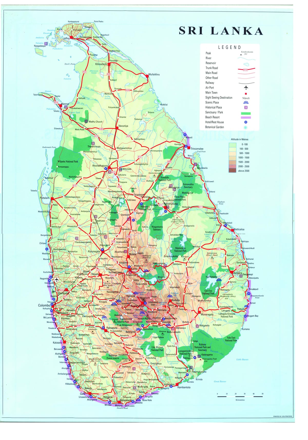 bản đồ của Sri Lanka vận chuyển