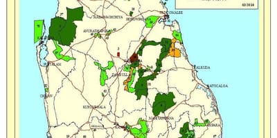 Bản đồ của công viên quốc gia ở Sri Lanka