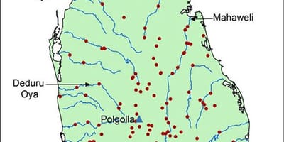 Sri Lanka con sông chính bản đồ