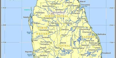 Bản đồ của hồ nước ở Sri Lanka