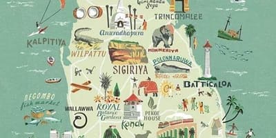 Bản đồ của Sri Lanka bản đồ áp phích