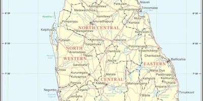 Sri Lanka bản đồ đường tính khoảng cách