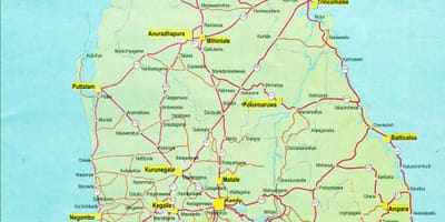 Đường khoảng cách bản đồ của Sri Lanka