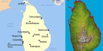 Bản đồ của Sri Lanka địa hình