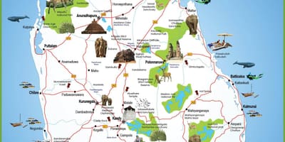 Du lịch những nơi ở Sri Lanka bản đồ