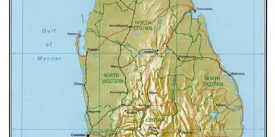 Bản đồ của Sri Lanka vật chất