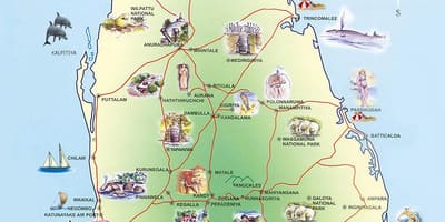 Điểm du lịch Sri Lanka bản đồ