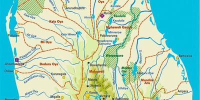 Bản đồ của Sri Lanka hồ chứa