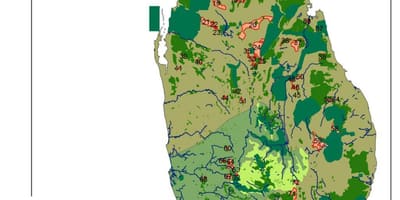 Bản đồ của Sri Lanka rừng