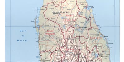 Bản đồ của Sri Lanka với thành phố
