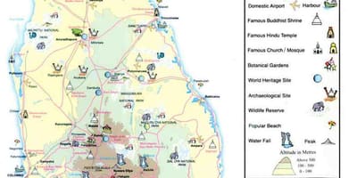 Bản đồ của Sri Lanka thông tin bản đồ